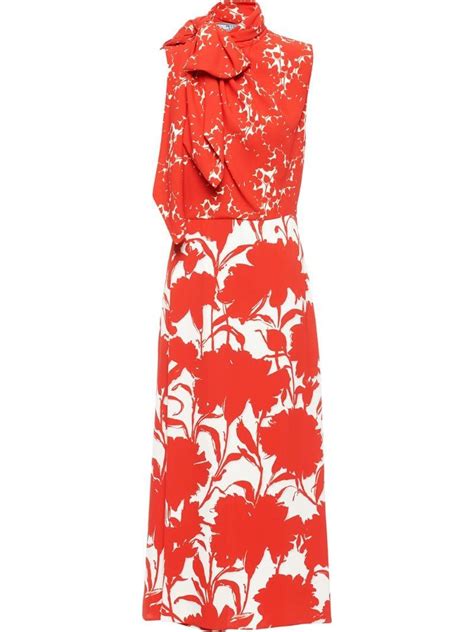 prada red and white dress|farfetch prada dress.